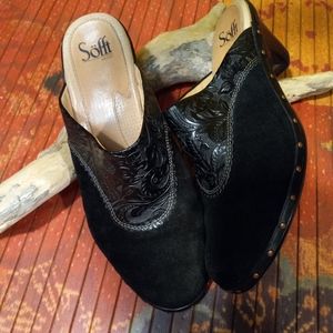 Sofft black slip on heel/clog